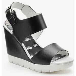 Juicy Couture Black Wedge Sandals Sz 10 Y2K Platform Vintage 2000s retro chunky
